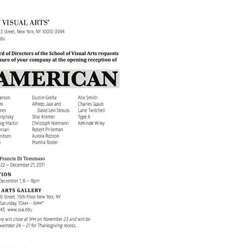 Announcements and invitations depicts: Back of announcement with exhibition information