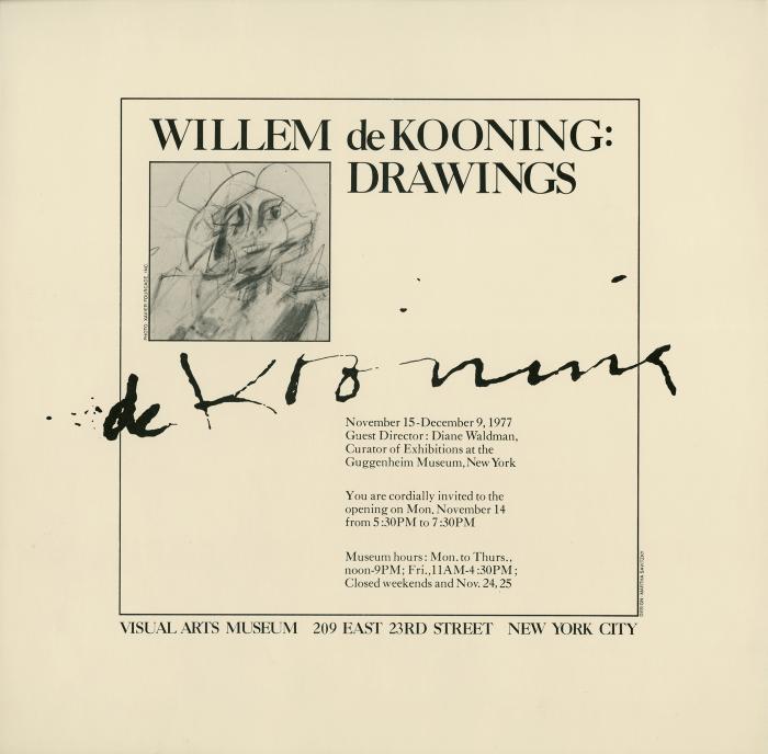 Posters depicts: Abstract black and white portrait and de Kooning signature