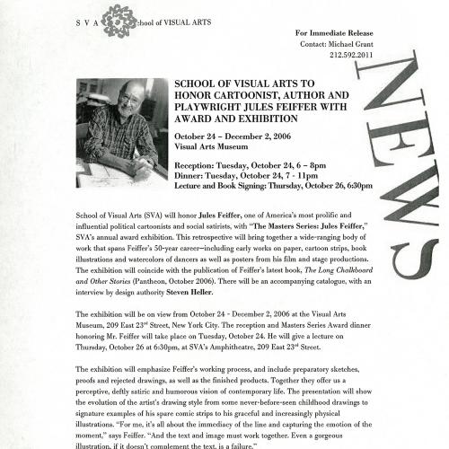 Press Releases depicts: Typewritten document describing exhibition