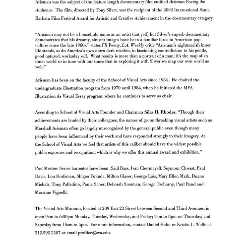Press Releases depicts: typed press release describing exhibition