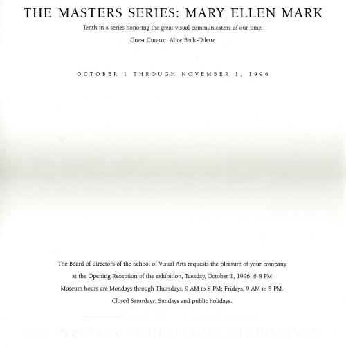 Prints depicts: Inside of announcement with exhibition information