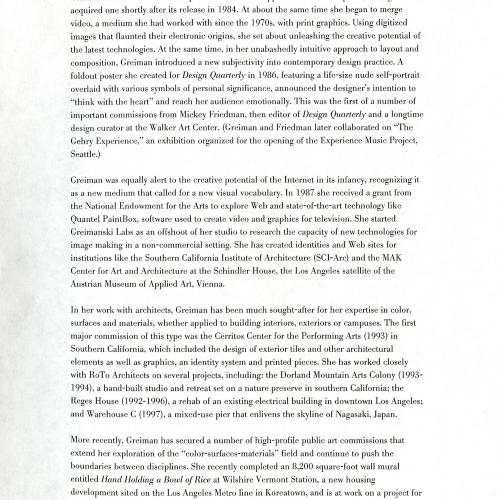 Press Releases depicts: Typewritten document describing exhibition