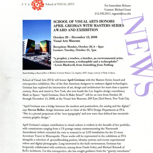 Press Releases depicts: Typewritten document describing exhibition