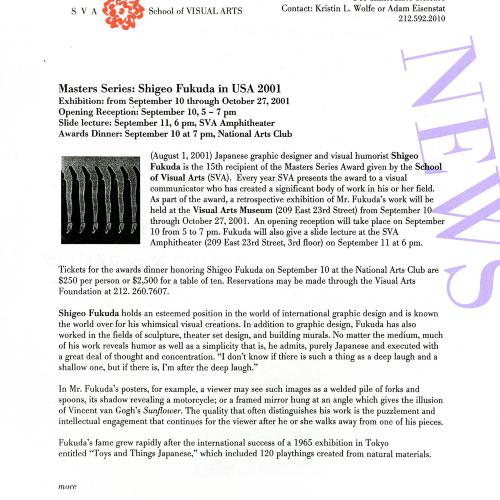 Press Releases depicts: Typewritten document describing exhibition