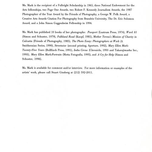 Press Releases depicts: typed press release on School of Visual Arts letterhead