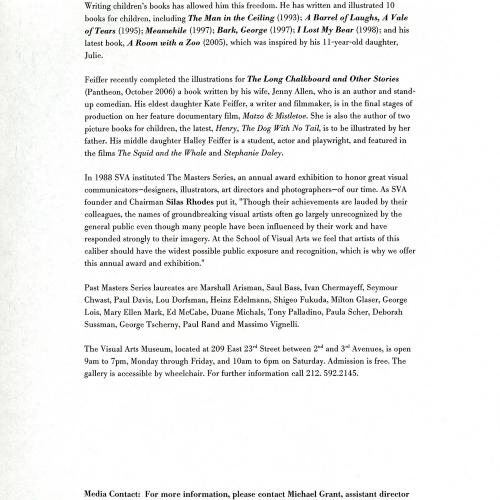 Press Releases depicts: Typewritten document describing exhibition
