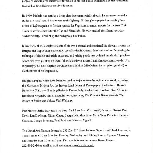 Press Releases depicts: Typewritten document describing exhibition