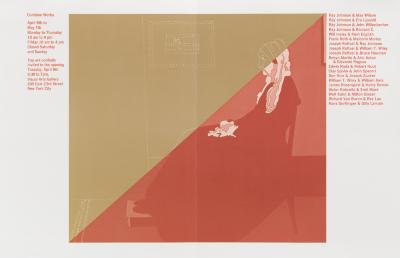 Posters depicts: A simplified version of Whistler's painting of his mother with exhibition information on either side