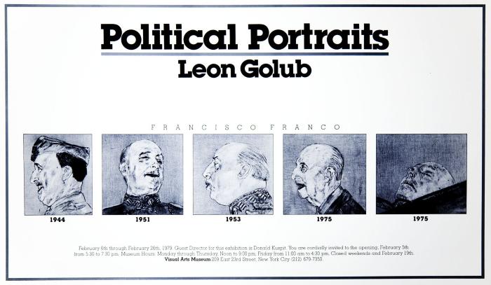 Posters depicts: Five drawings of Francisco Franco aging 1944-1975