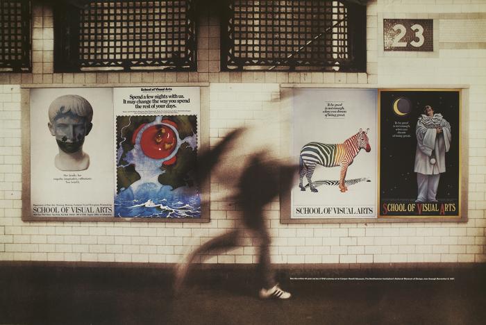 Posters depicts: Subway platform with subway posters