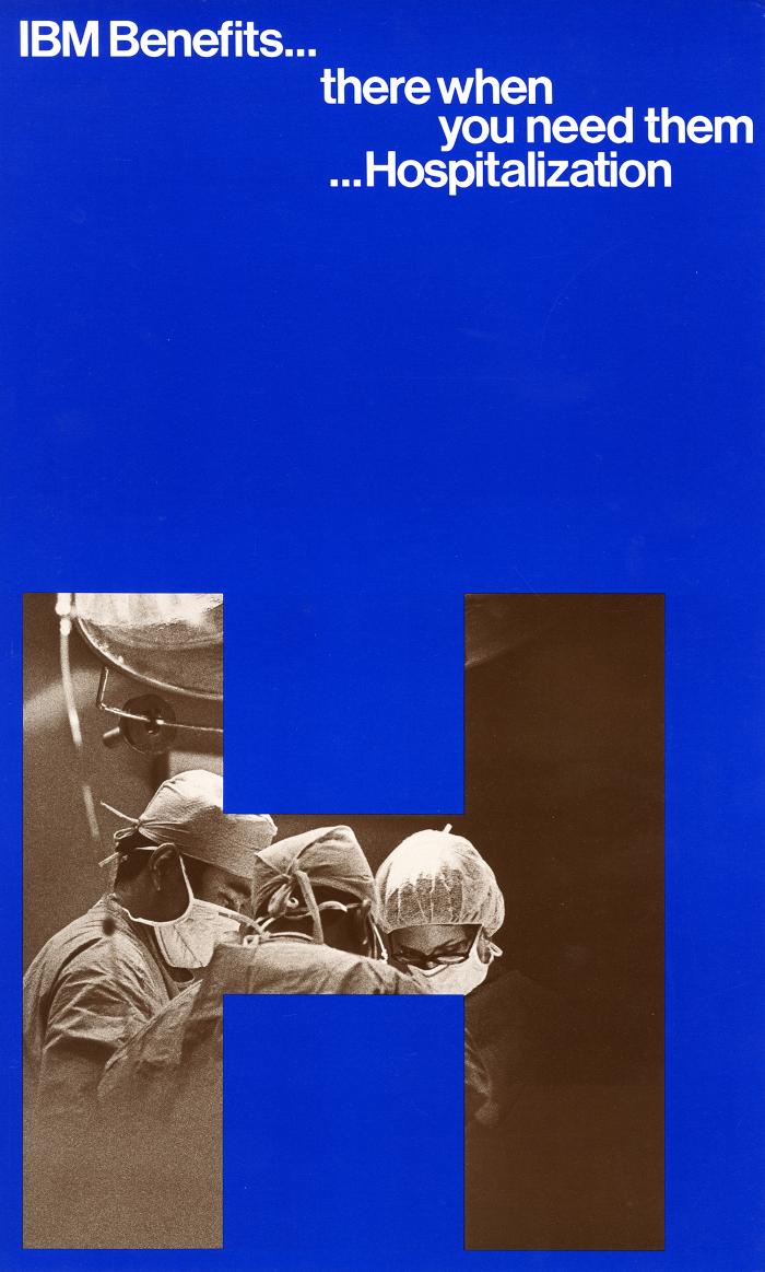 Posters depicts: The letter "H" is on a blue background, inside the "H" are three people wearing surgery garb