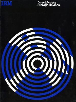 Booklet/Brochure depicts: Decreasing rings of blue with "IBM" written over in white text going inward on a black background