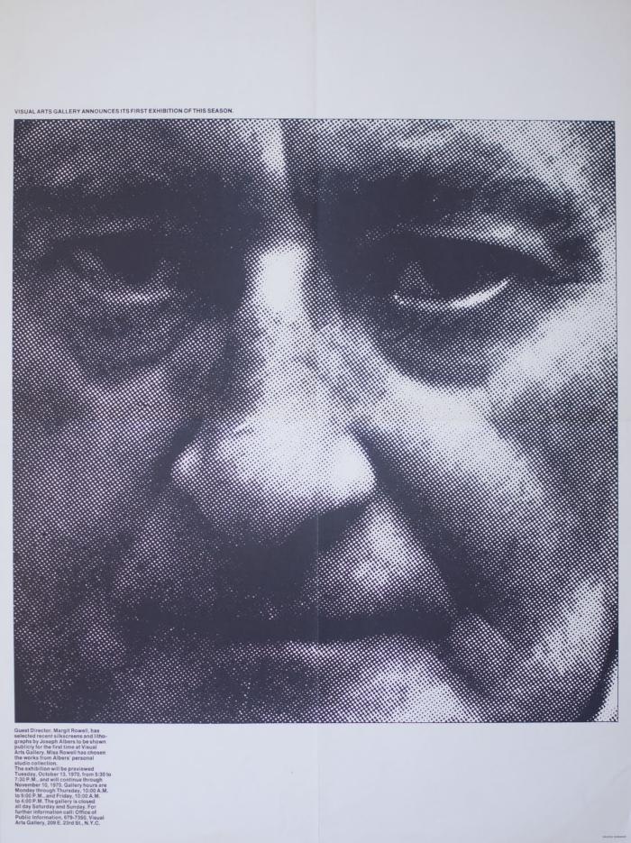 Posters depicts: Pixelated photograph of the artist's face