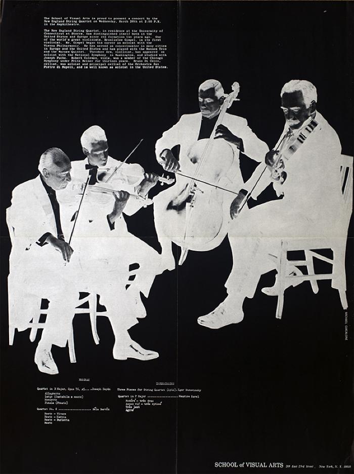 Posters depicts: photo negative image of string quartet