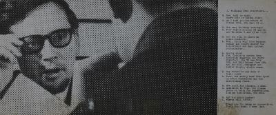 Announcements and invitations depicts: dot screened photo of a man touching his dark framed glasses