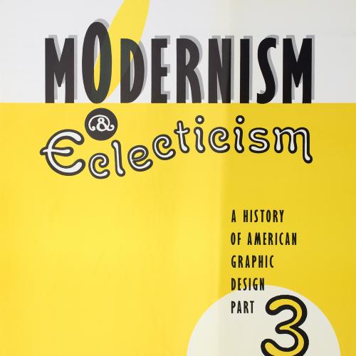 Posters depicts: "Modernism & Eclecticism" written in an interesting font on a white and yellow background, the number 3 is in the bottom right corner inside a white circle 
