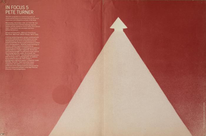 Posters depicts: triangle with arrow on top on a red background
