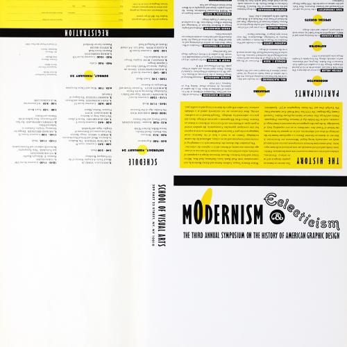 Posters depicts: "Modernism and Eclecticism" in interesting type followed by blocks of text 