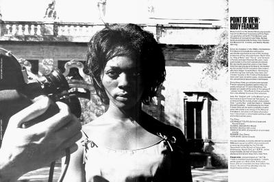 Posters depicts: young Black woman facing forward while someone holding a camera stands to the side.