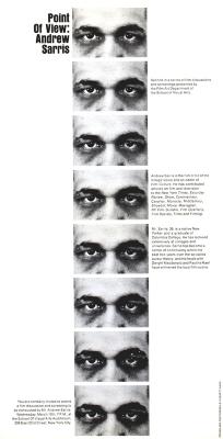 Posters depicts: stack of rectangles containing Andrew Sarris' eyes and nose