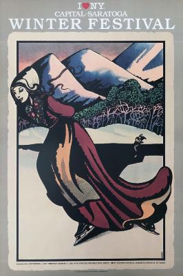 Posters depicts: Female skater in front of mountains