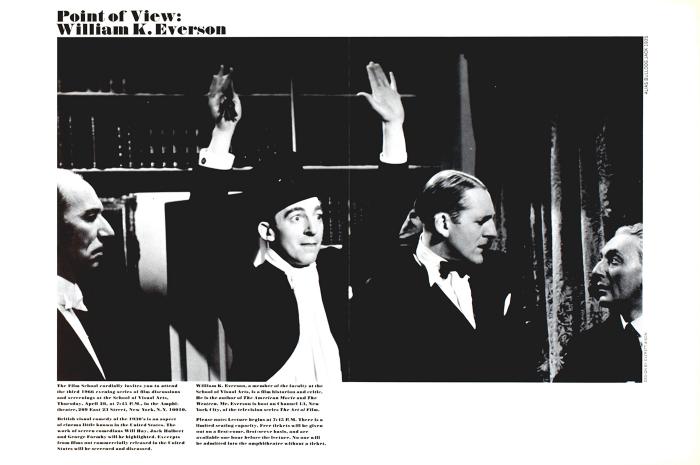 Posters depicts: black and white movie still with a man in a top hat holding up his hands