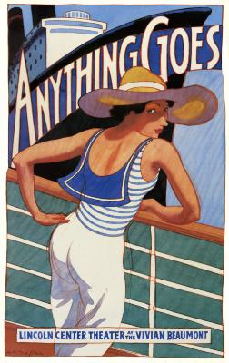 Posters depicts: Birds eye view of a back view of a woman in the foreground leaning on a railing overlooking the sea in a sunhat with her head turned over her right shoulder. There is a large ship in the background with the title text across the ship.