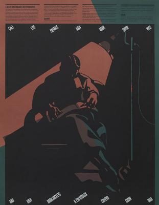 Posters depicts: man reading in chair illluminated by lamp