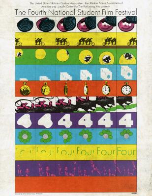 Posters depicts: rows of repeating images as if on slot machine including fruits and numbers