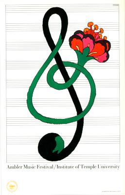 Posters depicts: G clef with flower growing out of it