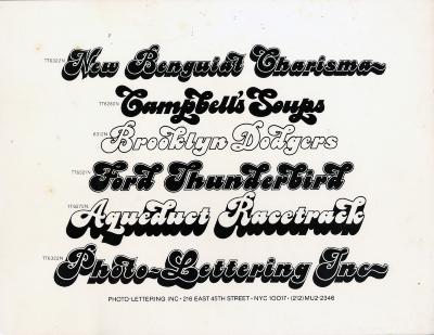 Typefaces depicts: Various phrases written in different variations of a bubbly curvy typeface 
