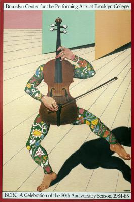 Posters depicts: Cello with human arms and legs