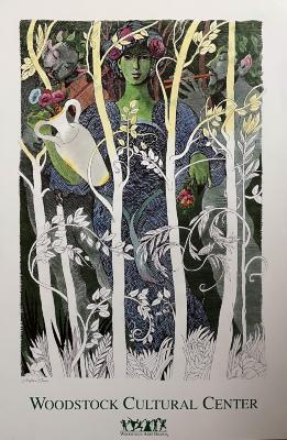 Posters depicts: Woman in woods with pan figures