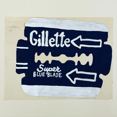 Original Art depicts: Blue Gillette blade with arrows