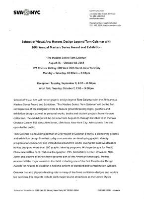 Press Releases depicts: first page of typewritten document describing exhibition