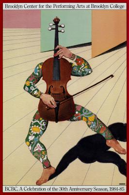 Original Art, Posters depicts: Figure with human legs and arms and a violin for body and head; it seems to be playing itself.