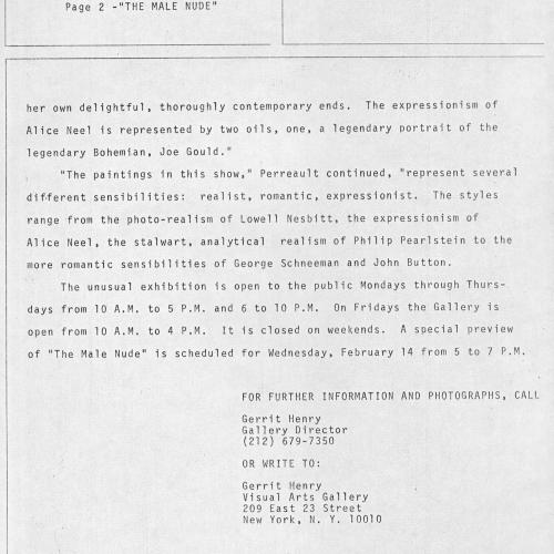 Press Releases depicts: Typewritten description of exhibition