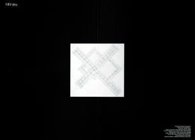 Posters depicts: Square with building plans on black background