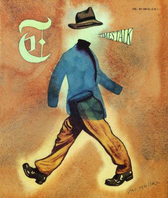 Illustration of an invisible man wearing business casual clothes. His hat and shirt indicate he is walking to the right, but his pants and shoes indicate he is walking left, with the New York Times logo on the left.