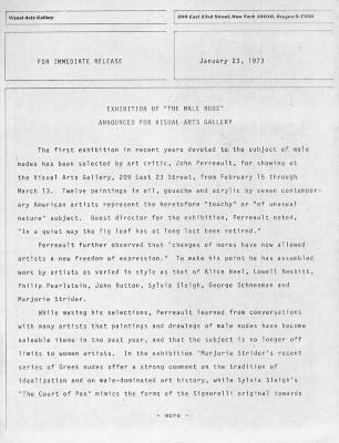 Press Releases depicts: Typewritten description of exhibition
