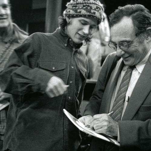 Photographic Materials depicts: Chwast signing his book at lecture