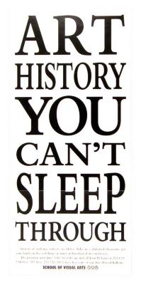 Advertisements depicts: "Art History you can't sleep through" 