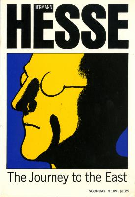 Book Covers depicts: Hermann Hesse in profile with yellow face on blue background