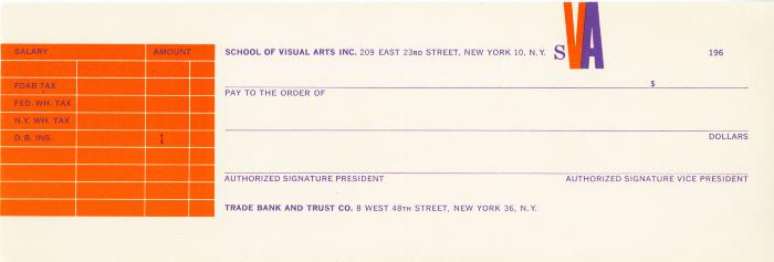 Portfolios depicts: An orange and purple invoice design for SVA