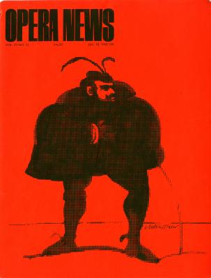 Serial Publications depicts: Blotchy black ink drawing of hunched man in cape and dark glasses on a red background