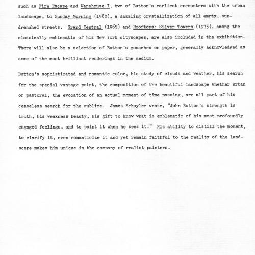 Press Releases depicts: Typewritten document describing exhibition