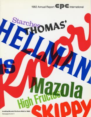 Annual Reports and Corporate Communications depicts: Various cereal brand names and ingredients typed in varying fonts and colors over top of each other 