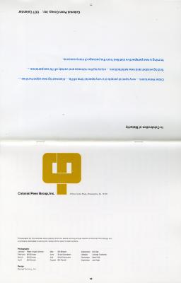 Annual Reports and Corporate Communications depicts: The cover of a calendar, there is text on both sides, as well as a yellow "CP" logo on the front 