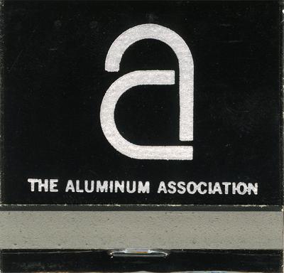 Three-Dimensional Objects, Logos and identities depicts: A large white lower case "A" on a black background, underneath is written "The Aluminum Association" 