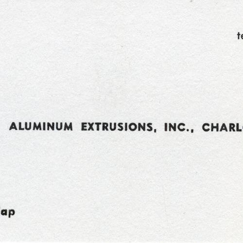 Letterheads/Stationery, Logos and identities depicts: On a business card is a large orange "A" and a large blue "E" overlap each other, where they overlap is a darker blue, next to it says "Aluminum Extrusions Inc"